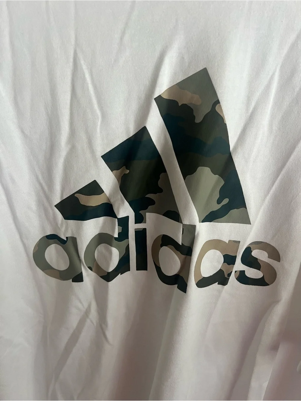 adidas White Short Sleeve Tee with Camouflage Logo